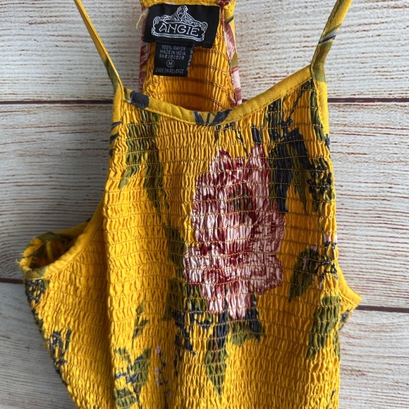 Angie Yellow Floral Smocked Dress - Picture 2 of 3